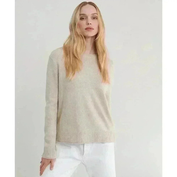 Jenni Kayne Everyday Sweater XS Oatmeal Beige Cream Wool Cashmere Blend Pullover - Picture 2 of 11